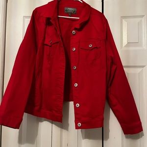 Torrid always bet on yourself red denim jacket in size 3